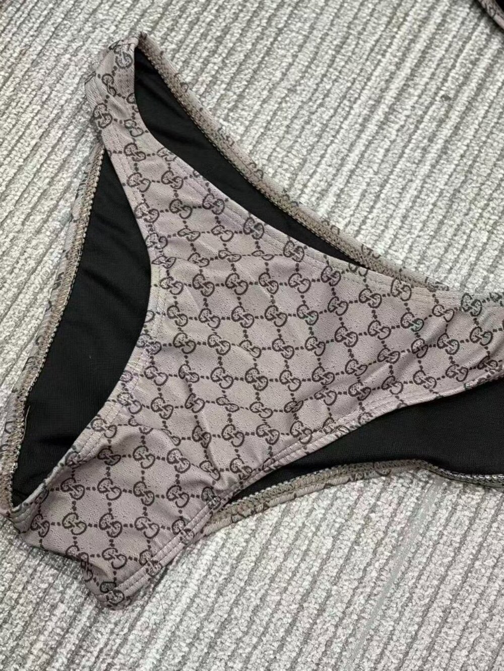 Gucci Grey GG Monogram Cutout One Piece Swimsuit Designer Resort Bathing Suit - Picture 3 of 6